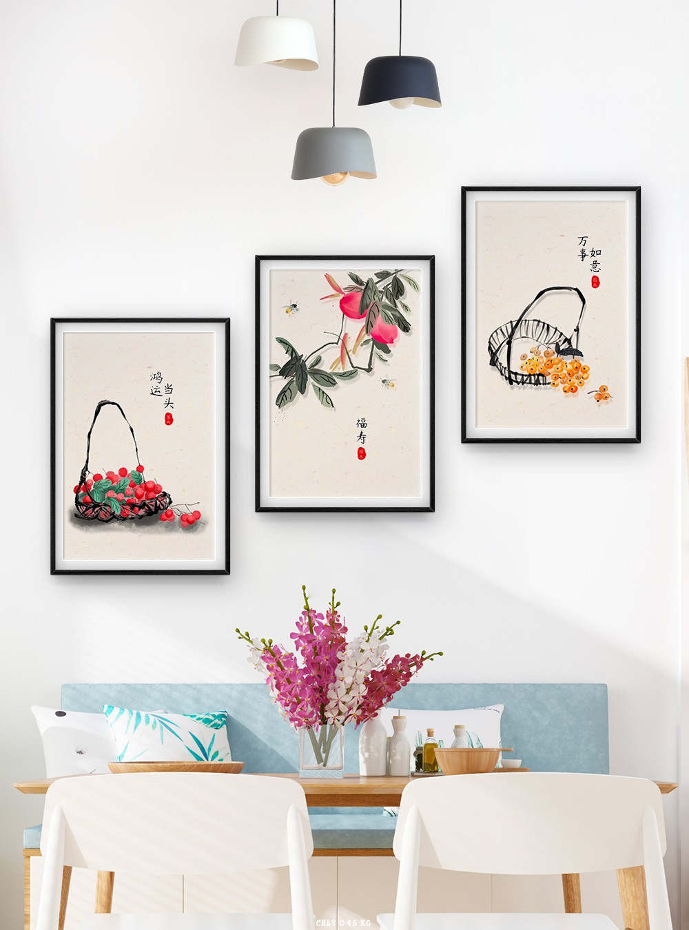 Hoa lá tranh vẽ CHL3-046-KG